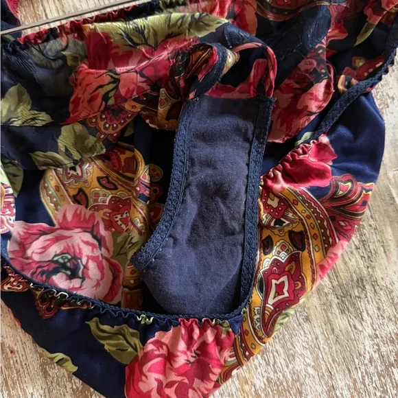 Victoria's Secret Navy Floral Lace Nightie 2pc Size M Gold Label 90s Coquette - Picture 11 of 12